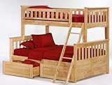 Newport Twin over Full Bunk Bed plus Understorage Unit with Natural Finish