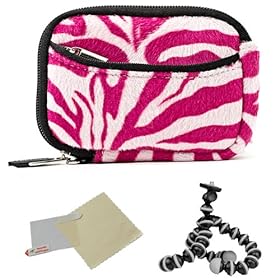 MAGENTA WHITE Animal Design Water Resistant Protective and Durable Carrying Sleeve Case For Canon Compact Digital Camera Fits: IXUS 500 HS ELPH 520 HS IXY 3 / 510 HS ELPH 530 HS IXY 1 / 240 HS ELPH 320 HS IXY 420F / 100 IS ELPH SD780 IS IXY 210 IS ( PC1353 ) / 85 IS ELPH SD770 IS IXY 25 IS ( PC1262 