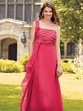 Pink Satin and Chiffon One-Shoulder Dress