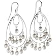 Sterling Silver Freshwater Pearl Triple Hoop Drop Earrings
