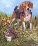 Beagle and Squirrel Canvas picture by Renaud