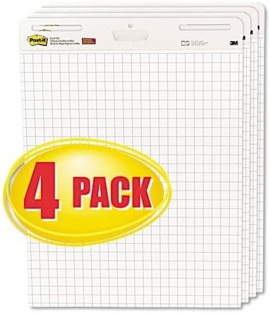 POSTITEASELPAD 560VAD4PK Self-Stick Easel Pads, Quad Rule, 25 x 30, White, 4 30-Sheet Pads/Carton