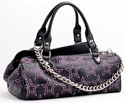 Lux de Ville HI JINX Tote- Black with Pink Stars