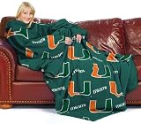 Miami Florida Hurricanes Adult Comfy Throw Blanket with Sleeves