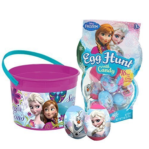 Frozen Easter Egg Hunt Bundle - 16 Plastic Filled Eggs and Bucket Set