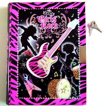 Childrens Diary - Hot Pink and Zebra Girls Rock Diary with Lock and Keys - Secret Journal Best Seller Tween Gift.