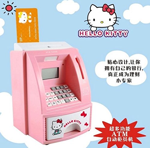 Hou Start(tm) New Styleatm Piggy Bank Machine,atm Bank Money Saving Boxes Mini ATM Coin Bank Toy for Kids (Pink)
