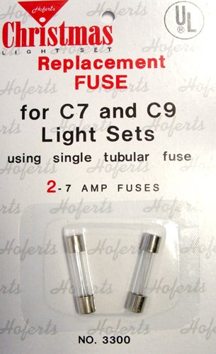 Pack of 2 Replacement Fuses For C7 or C9 Christmas Lights - 7 Amps