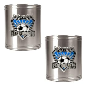 San Jose Earthquakes MLS 2pc Stainless Steel Can Holder Set - Primary Team Logo by Great American Products