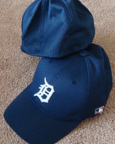 MLB Flex FITTED Lg/XL Detroit TIGERS Home Navy Blue Hat Cap Mesh