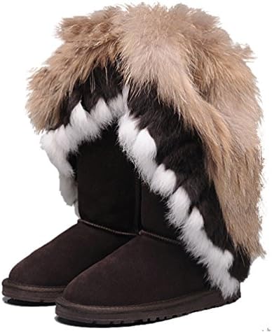 UGG Australia Womens Winter Tall Tassel Rabbit Fur Lined Winter Weather Waterproof Snow Rain Boots Us7