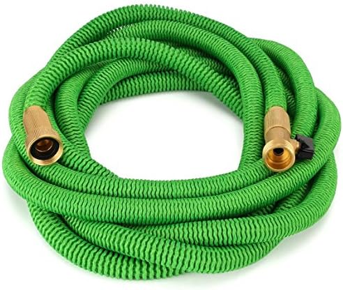 Waterree Tm 40 Feet Expandable Garden Hose - NEW 2016 Super Strong Construction- Strong Webbing -Solid Brass End + 9 Function Spray Nozzle and Shut-off Valve, Green