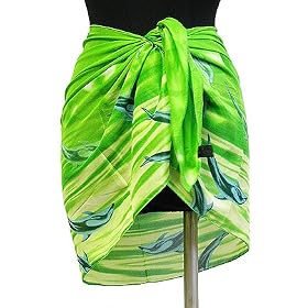 Beach Wrap Sarong Pareo Dolphin Lime Green Yellow Design 21