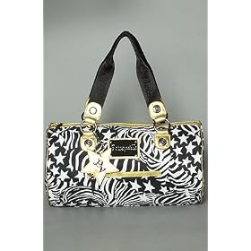 Betsey Johnson The Psychadelic Stripes Barrel in Black & White,Bags (Handbags/Totes) for Women
