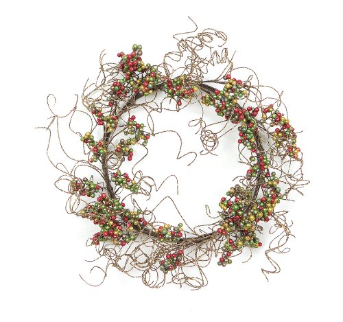 Melrose Glittered Jason Grass and Berries Wreath, 20-Inch