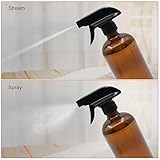 2 New, Empty Amber Glass Spray Bottle - Large 16 oz Refillable Container with Black Trigger, Great for Essential Oils, Cleaning Products, Aromatherapy and Cooking