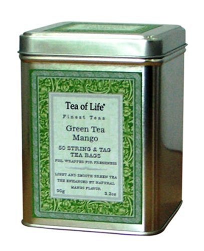 Tea Of Life Green Tea Series, Mango, 50-Count, 3.2-Ounce Tin (Pack of 12) by Tea Of Life