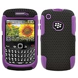 Purple Black 2 in 1 Hybrid Rubber Plastic Skin Case Cover for Blackberry Cu ....