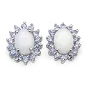 2.15 Carat Genuine Opal & Tanzanite Silver Earrings
