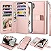 Njjex iPhone XS Max Wallet Case, For iPhone XS Max 6.5 Inch Case, PU Leather [9 Card Slots] ID Credit Folio Flip [Detachable][Kickstand] Magnetic Phone Cover & Lanyard For iPhone XS Max 2018 -RoseGold