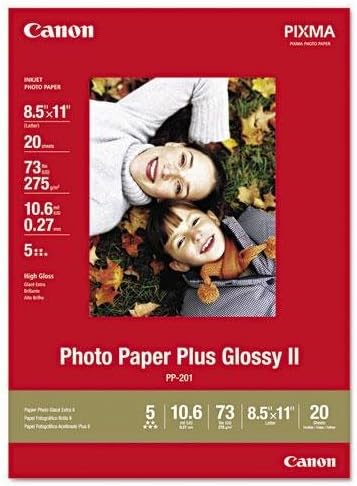 Canon 2311B001 Photo Paper Plus Glossy II, 8-1/2 x 11, 10.6 mil, White, 20 Sheets/Pack