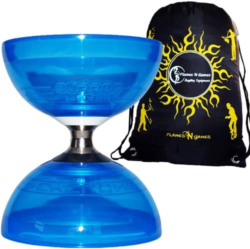 Cyclone Quartz Triple Bearing Diabolo (Blue) + Flames N Games Fabric Diablo Travel Bag! *No Diablo Sticks or String Included.