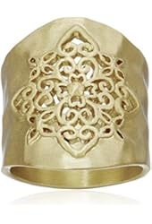 Gold-Tone Filigree Hammered Ring