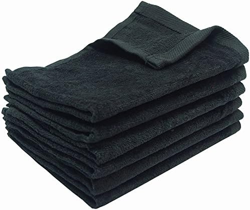 6 Pack - 11x18 Terry Velour Fingertip Towels 1.5# (BLACK - BK1118-H-6PK)