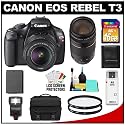 Canon EOS Rebel T3 12.2 MP Digital SLR Camera Body & EF-S 18-55mm IS II Lens with 75-300mm III Lens + 16GB Card + Battery + Case + (2) Filters + Flash + Cleaning & Accessory Kit