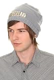 Grey Knit Pyramid Stud Slouch Beanie