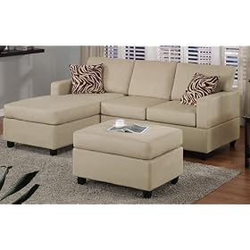 Bobkona Manhattan Reversible Microfiber 3-Piece Sectional Sofa Set