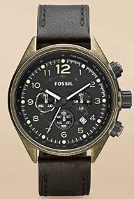 Fossil #CH2783 Men's Flight Leather Band Chronograph Watch