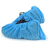 Cleaing Heavy Duty Non Slip Disposable Shoe Covers with Tread Pattern and Strip on Sole, Machine-made, 50 Pairs