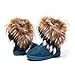 Weixinbuy Womens Suede Snow Ankle Boots Faux Fur Tassel Flat Shoes Green 40