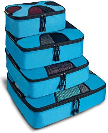 Yanuoki Packing Cube System-Durable 4 Piece Organizer Bags Included 1 Free Black Bag For Shoes