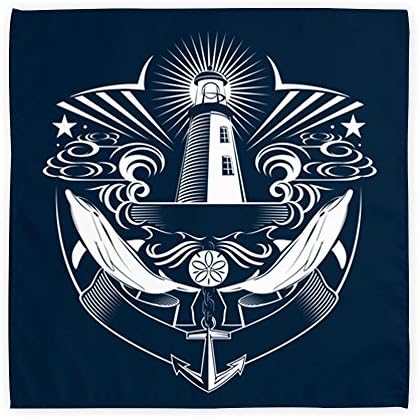 Cloth Cocktail Napkin 10 Inch (2) Lighthouse Crest Anchor Dolphins