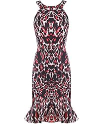  Leopard Print Cotton/Rayon  Dress With Ruffles