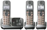 Panasonic KX-TG7733S DECT 6.0 Link-to-Cell via Bluetooth Cordless Phone with Answering System, Silver, 3 Handsets