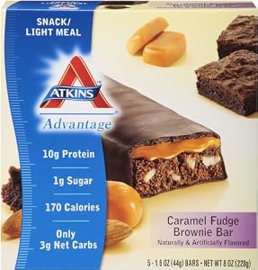 Atkins Advantage Caramel Fudge Brownie Light Meal Bar, 5 Count Bars
