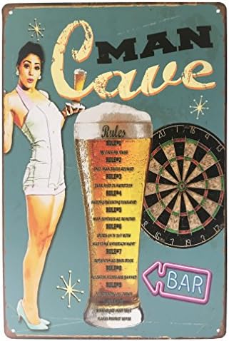 MOOCO Man Cave Retro Vintage Bar Tin Sign 8" X 12"
