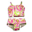 Girlfriends by Anita G Designer Clothes. - Toddler Girls 2 Piece Tankini Swimsuit, Pink, Lime, White
