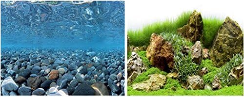 9078 19" x 48" Double Sided Fish Tank Aquarium Background Cobblestone/Green Landscape