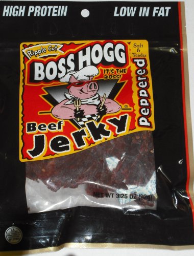 Boss Hogg Soft! & Tender! Peppered Beef Jerky, 3.25-Ounce Pouch (Pack of 4)
