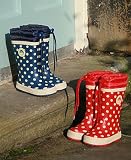 Spotty Otter Fleece Lined Wellies Navy Infant UK11