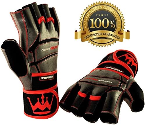 Weightlifting Gloves for Gym Fitness Bodybuilding - Workout Gloves for Men & Women - Dominator Leather Crossfit Cross Training Gloves W. Wrist Strap Wrap - Best Weight Lifting Gloves with Wrist Support for Heavy Lifting - 1 Year Replacement Warranty