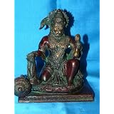 Family gifts-Hanuman with Holding Rudraksha Bead Brass Statue 5 Inch Free Shipping