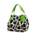Green Giraffe Designer Inspired Animal Print Handbag Purse Bag Tote