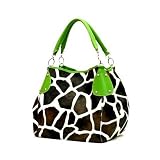 Green Giraffe Designer Inspired Animal Print Handbag Purse Bag Tote
