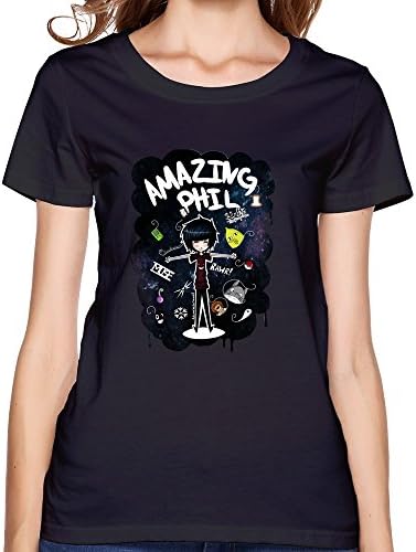 Women's Dan And Phil Crew Neck Tee Shirts Black M