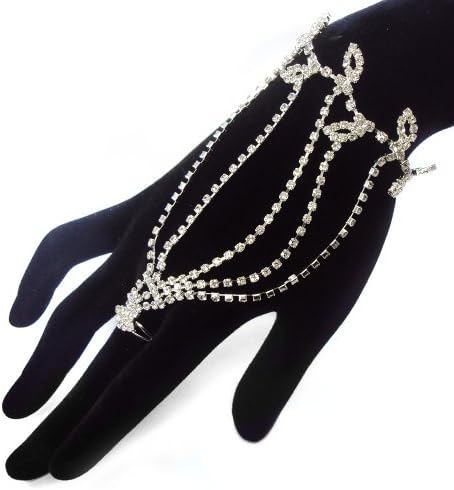 New Rhinestone Pattern Elegant Sexy Slave Bracelet Belly Dance Dancer Bridal with Ring